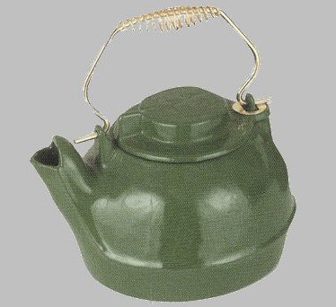 solid green enamel coated kettle